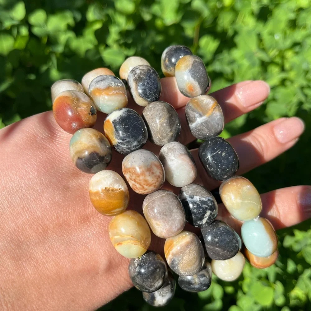 Chunky‎ Caribbean calcite tumbled stone bracelet